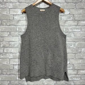 Oddy Women's Small Knit Sleeveless Sweater Tunic Length Gray Polyester